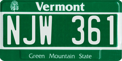 VT license plate NJW361