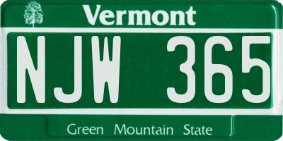 VT license plate NJW365