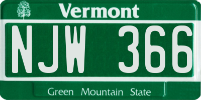 VT license plate NJW366