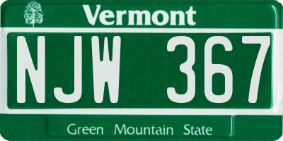 VT license plate NJW367