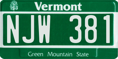 VT license plate NJW381