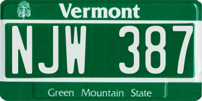 VT license plate NJW387