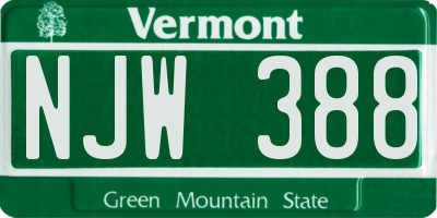 VT license plate NJW388