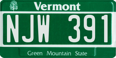 VT license plate NJW391
