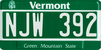 VT license plate NJW392
