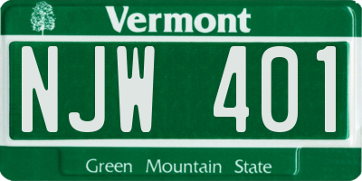 VT license plate NJW401