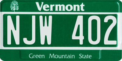 VT license plate NJW402