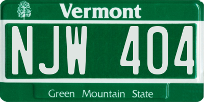 VT license plate NJW404