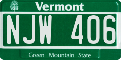 VT license plate NJW406