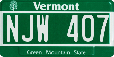 VT license plate NJW407