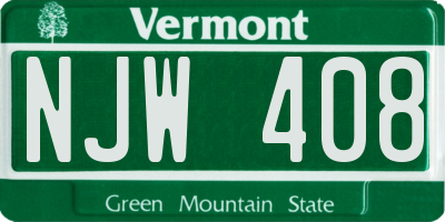 VT license plate NJW408