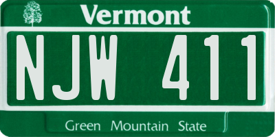 VT license plate NJW411