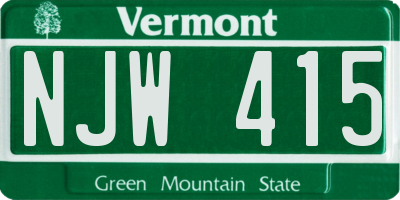 VT license plate NJW415