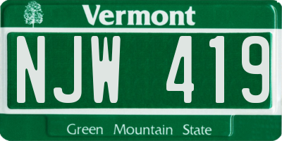 VT license plate NJW419