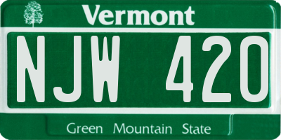 VT license plate NJW420