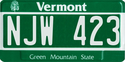 VT license plate NJW423