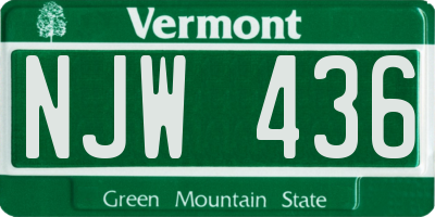 VT license plate NJW436