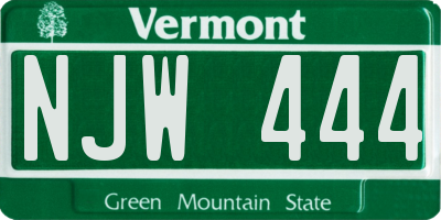 VT license plate NJW444