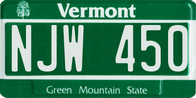 VT license plate NJW450