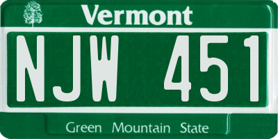 VT license plate NJW451