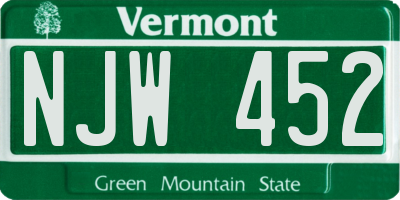 VT license plate NJW452