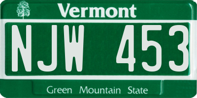 VT license plate NJW453
