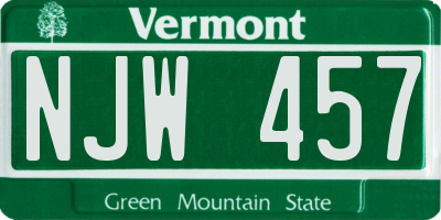 VT license plate NJW457