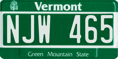VT license plate NJW465