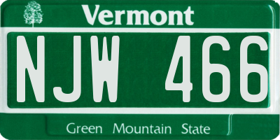 VT license plate NJW466
