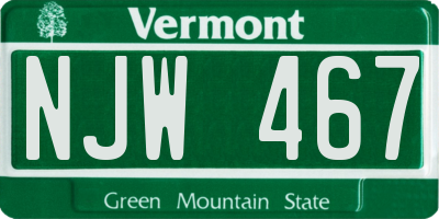 VT license plate NJW467