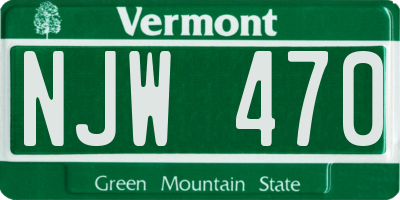 VT license plate NJW470