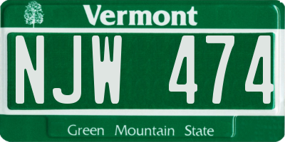 VT license plate NJW474