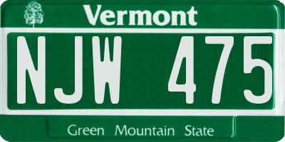 VT license plate NJW475
