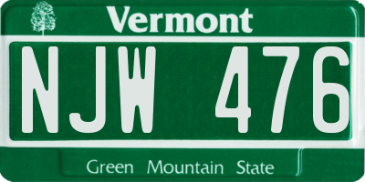 VT license plate NJW476