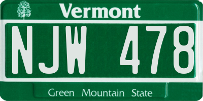 VT license plate NJW478