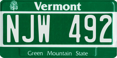 VT license plate NJW492