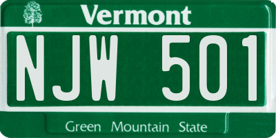 VT license plate NJW501