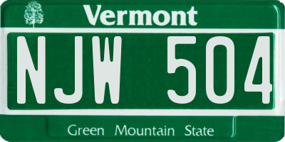 VT license plate NJW504