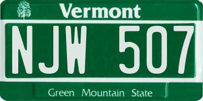 VT license plate NJW507