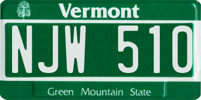 VT license plate NJW510