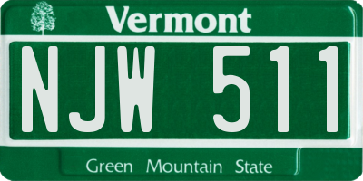 VT license plate NJW511