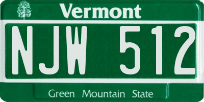 VT license plate NJW512