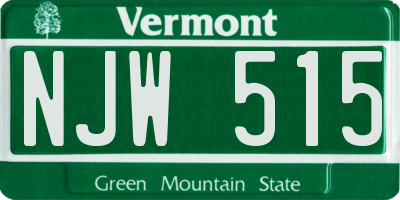 VT license plate NJW515