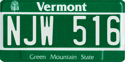 VT license plate NJW516
