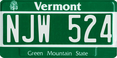 VT license plate NJW524