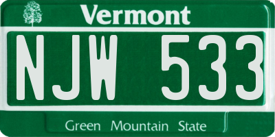 VT license plate NJW533