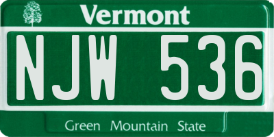 VT license plate NJW536