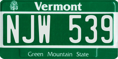 VT license plate NJW539