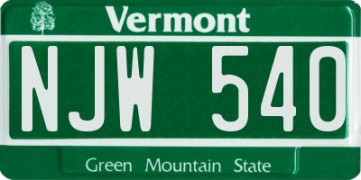 VT license plate NJW540