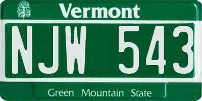 VT license plate NJW543